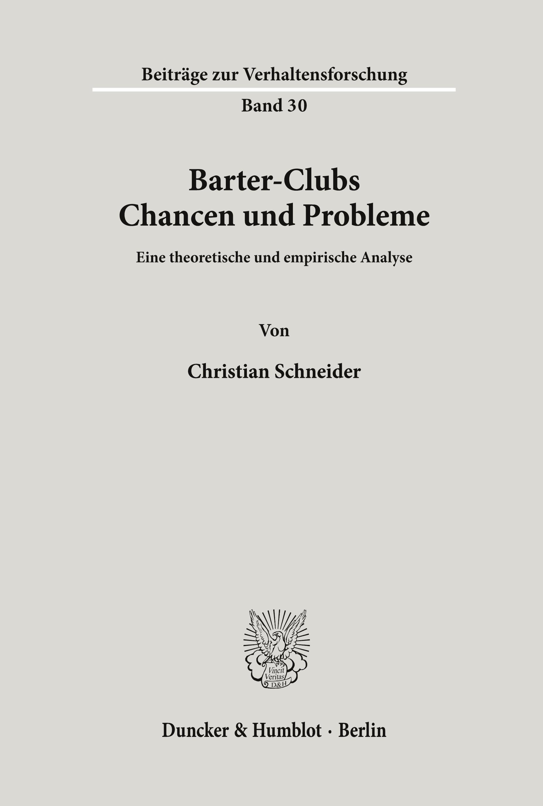 Vorderes Coverbild Barter-Clubs - Chancen und Probleme.