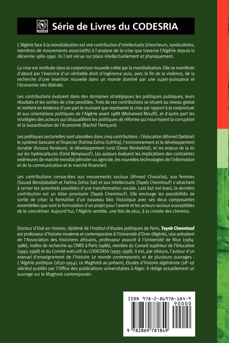 Rückseitencover L'Algerie face a la mondialisation