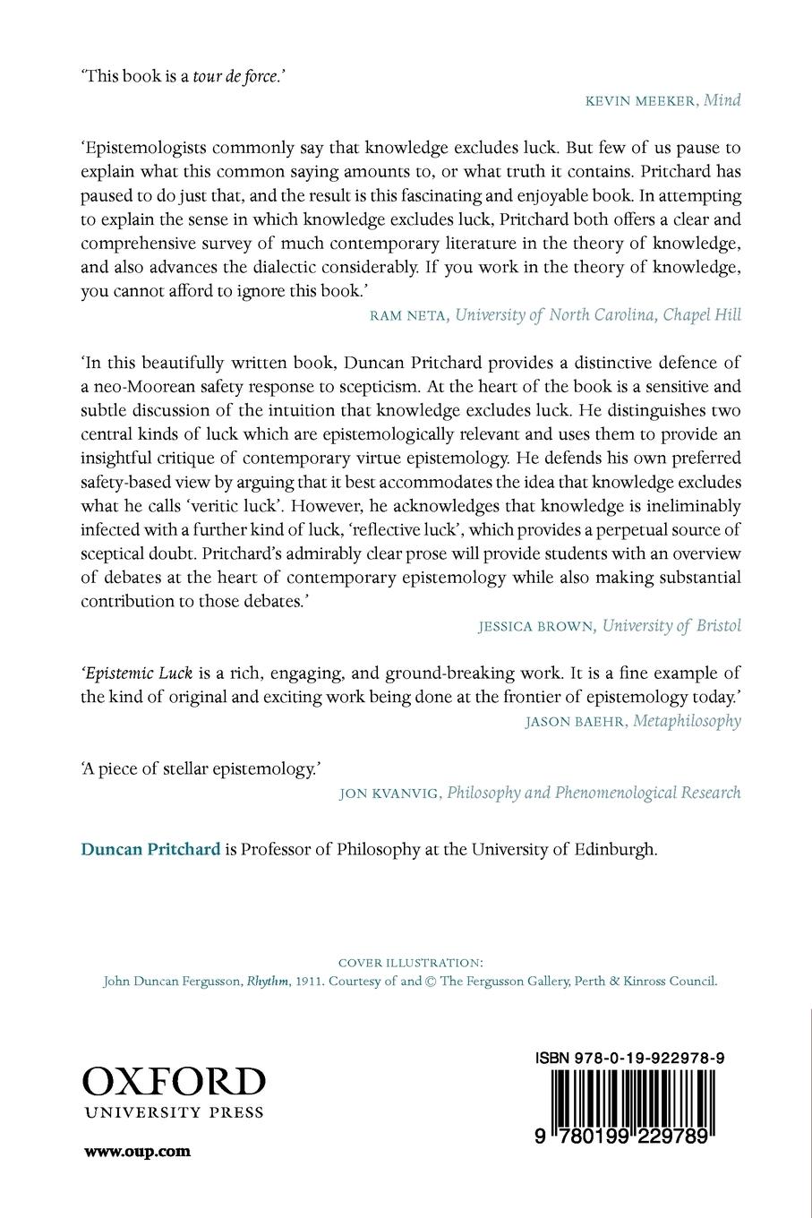 Rückseitencover Epistemic Luck