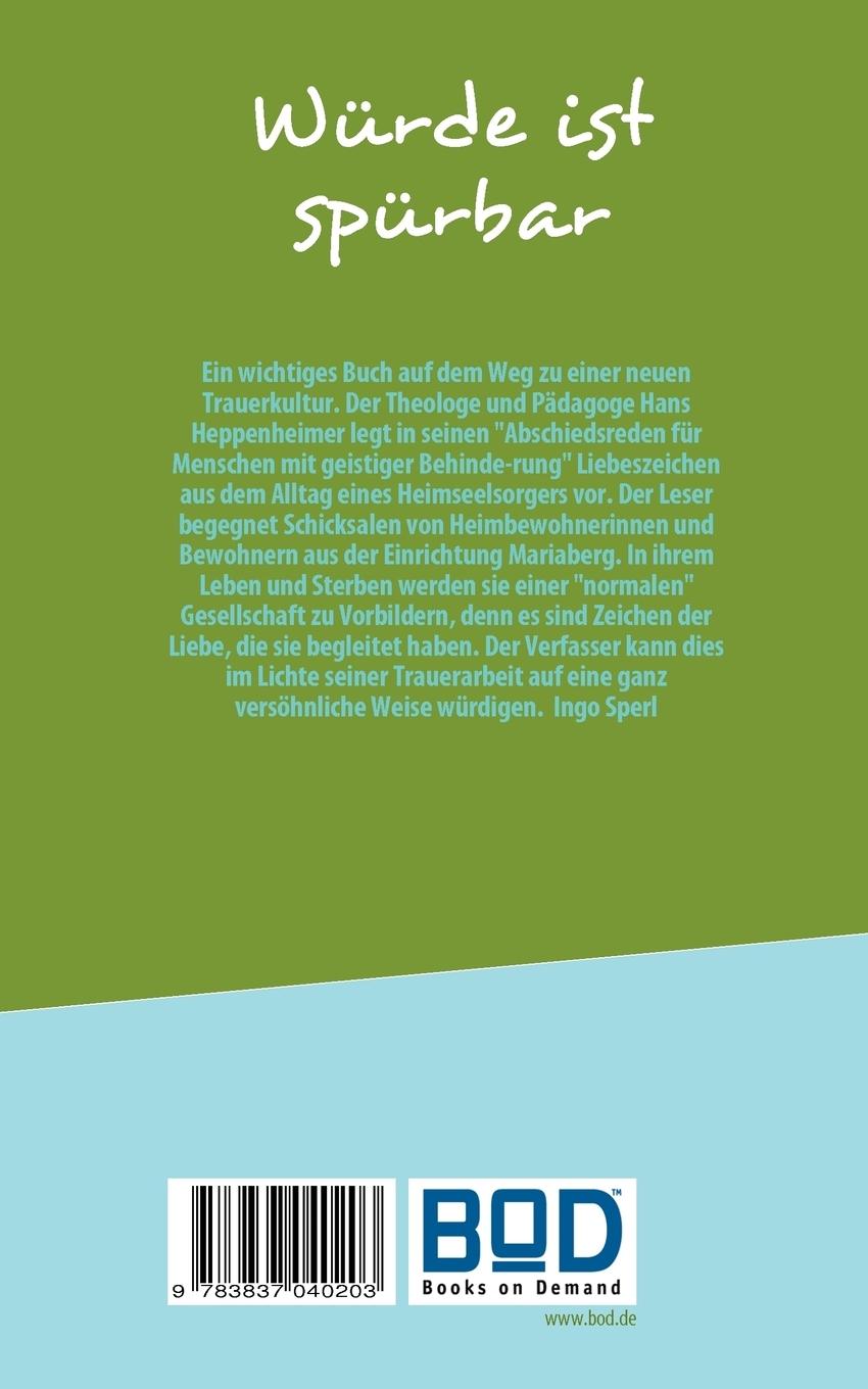 Rückseitencover Würde ist spürbar