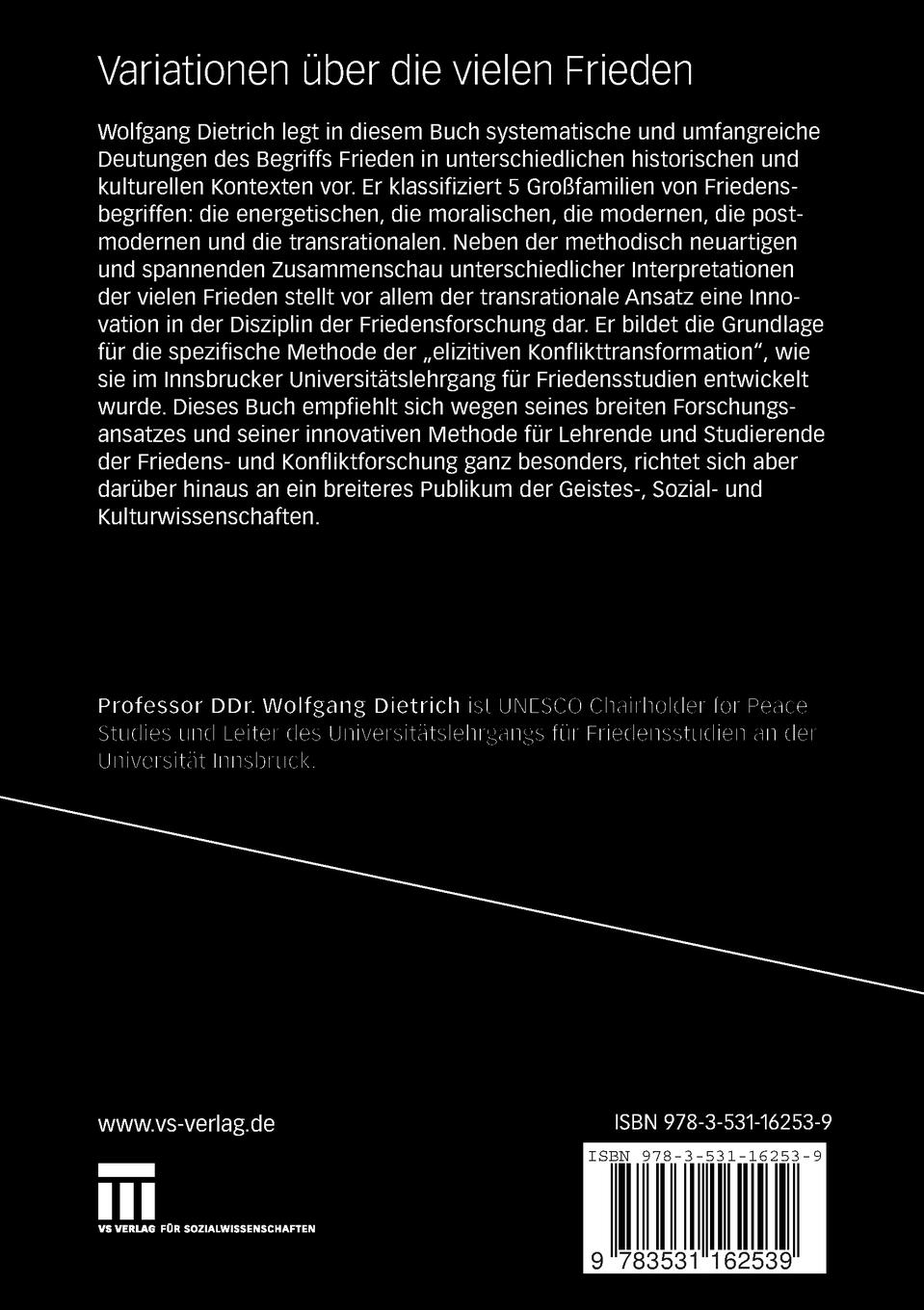 Rückseitencover Variationen über die vielen Frieden