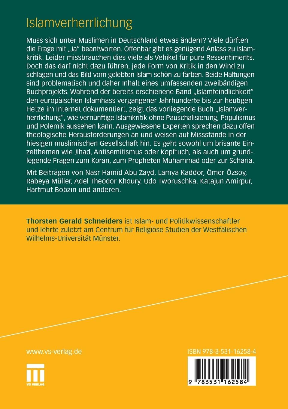 Rückseitencover Islamverherrlichung