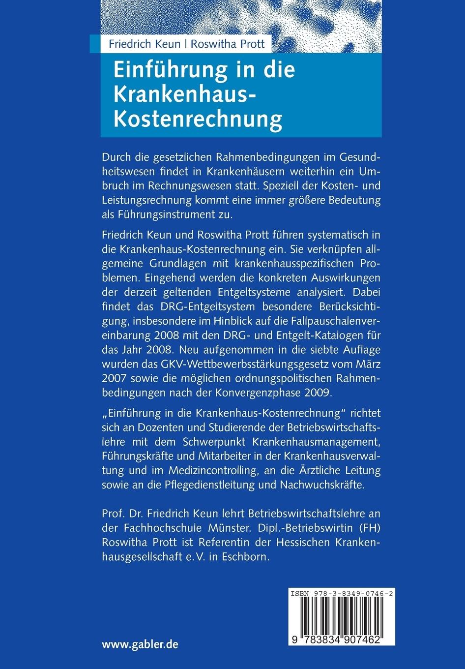 Rückseitencover Einführung in die Krankenhaus-Kostenrechnung