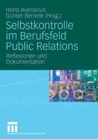 Vorderes Coverbild Selbstkontrolle im Berufsfeld Public Relations