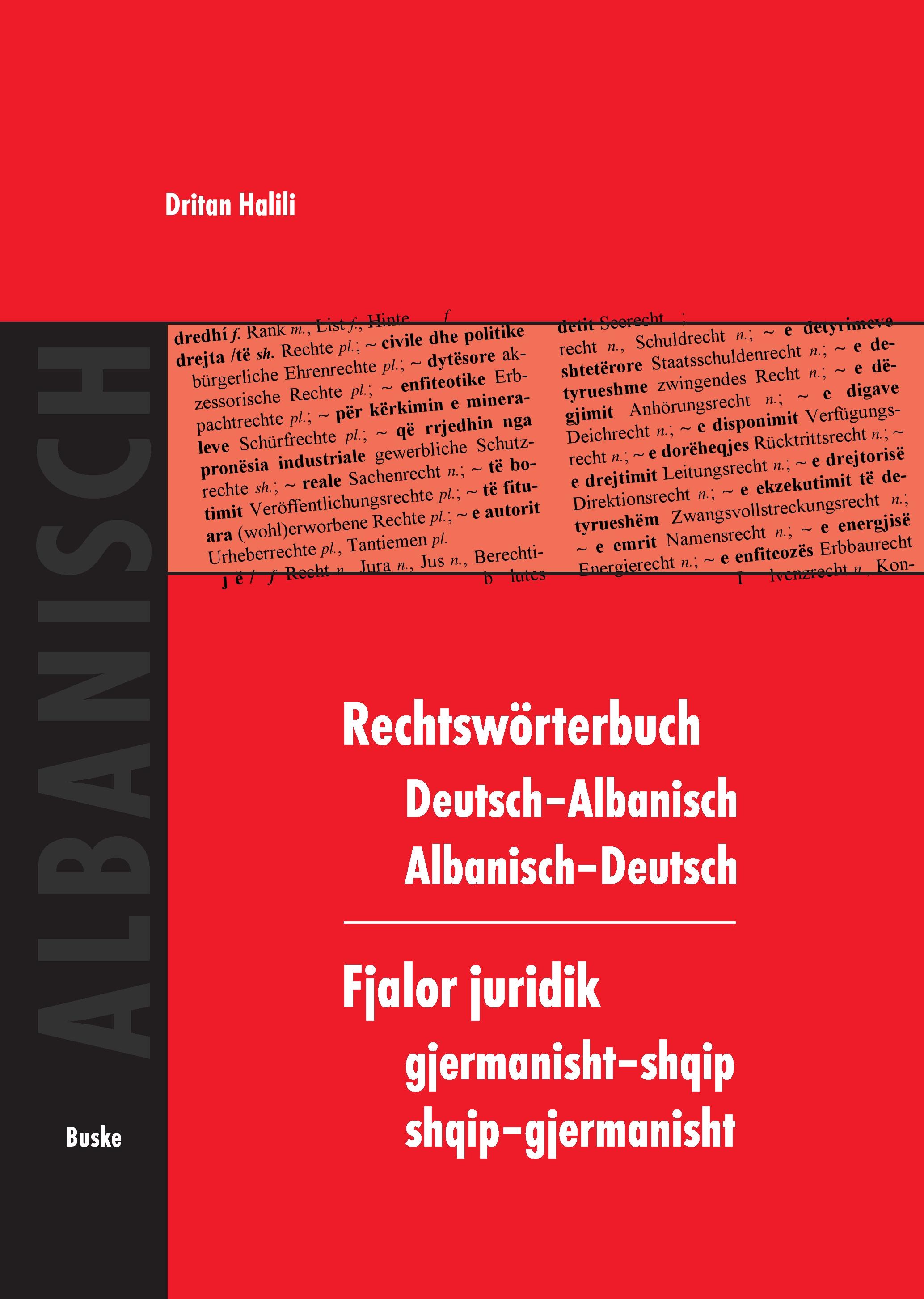 Vorderes Coverbild Rechtswörterbuch Deutsch-Albanisch /Albanisch-Deutsch