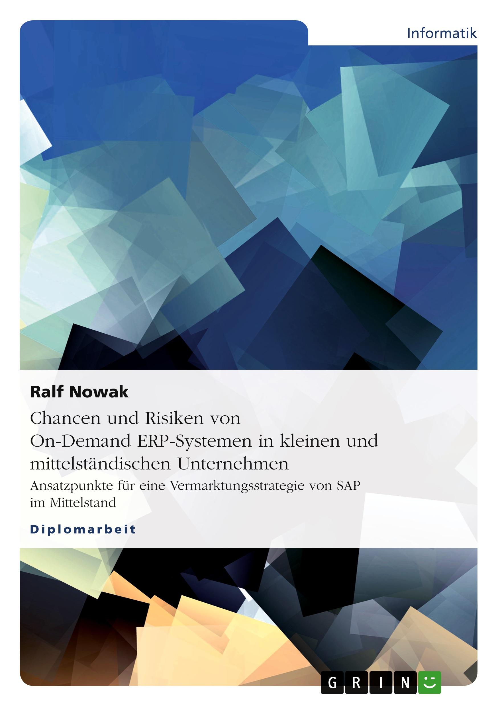 Vorderes Coverbild Chancen und Risiken von On-Demand ERP-Systemen in kleinen und mittelständischen Unternehmen