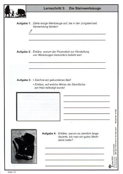 Beispielinhalt (Bild) Lernwerkstatt - Mit dem Fahrstuhl in die Steinzeit