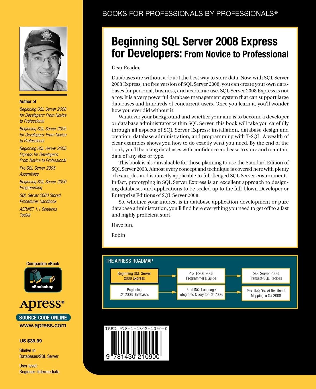 Rückseitencover Beginning SQL Server 2008 Express for Developers