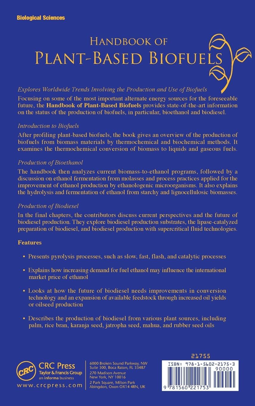 Rückseitencover Handbook of Plant-Based Biofuels