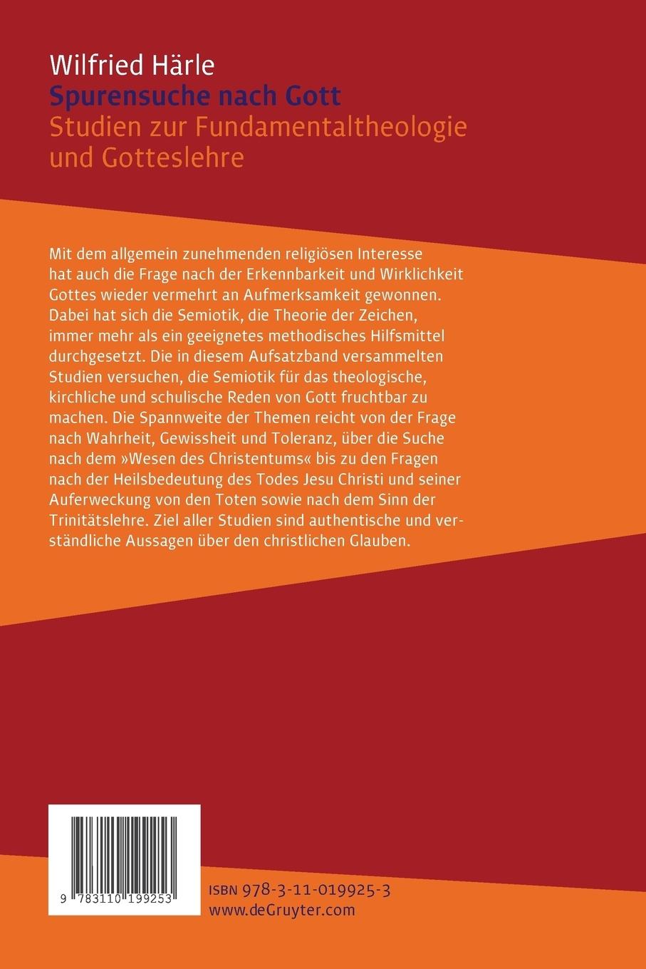 Rückseitencover Spurensuche nach Gott