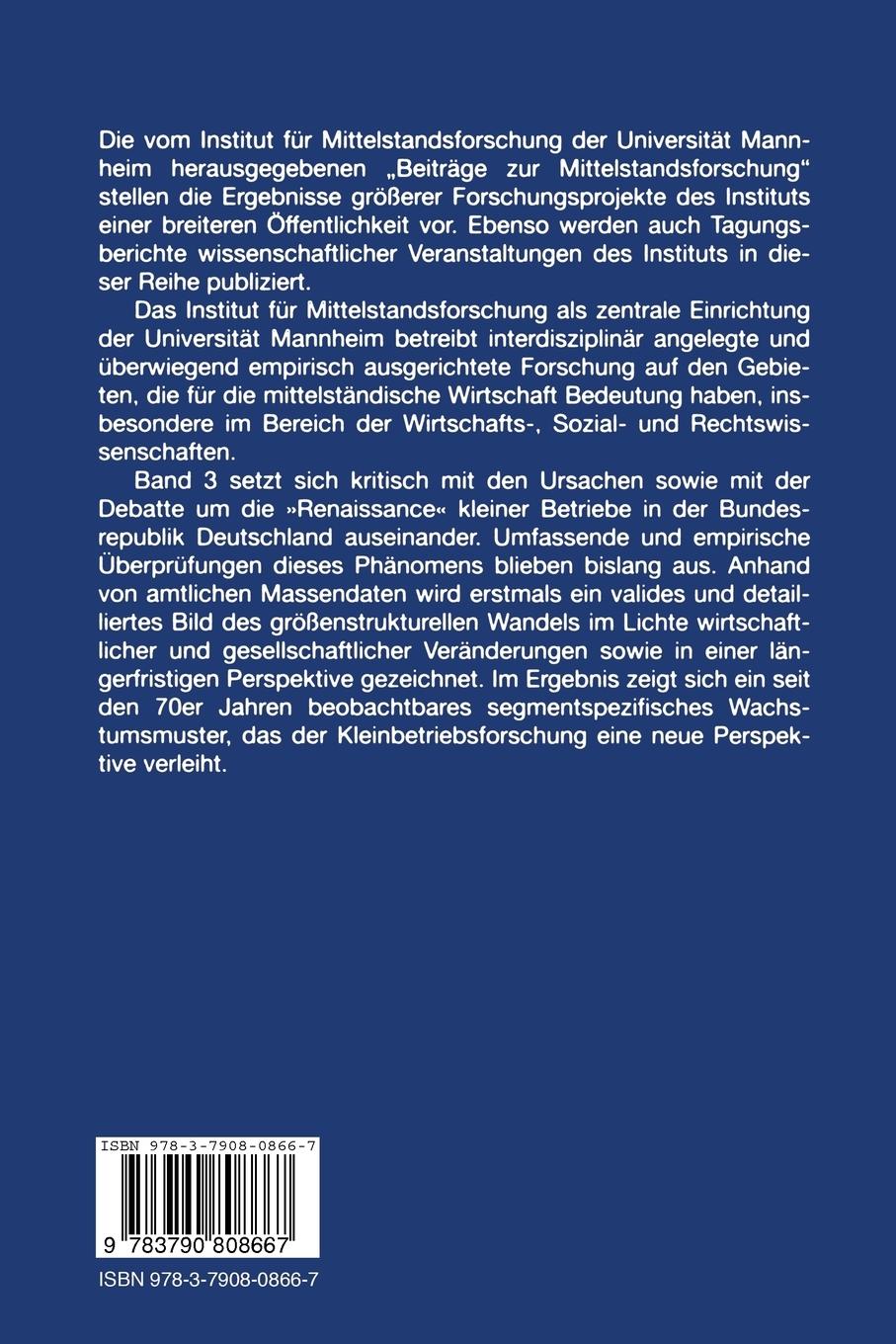 Rückseitencover Die Prosperität kleiner Betriebe