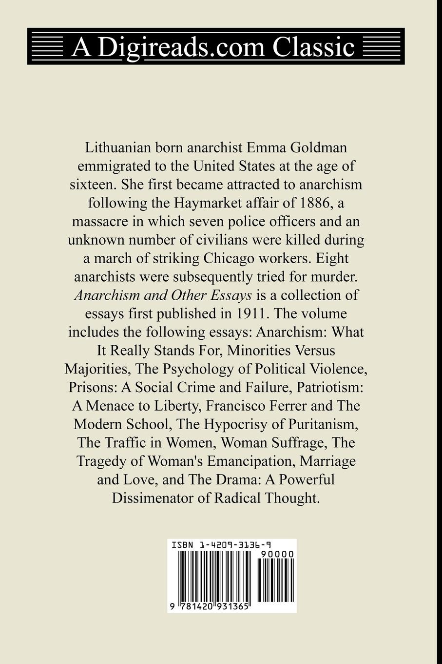 Rückseitencover Anarchism and Other Essays