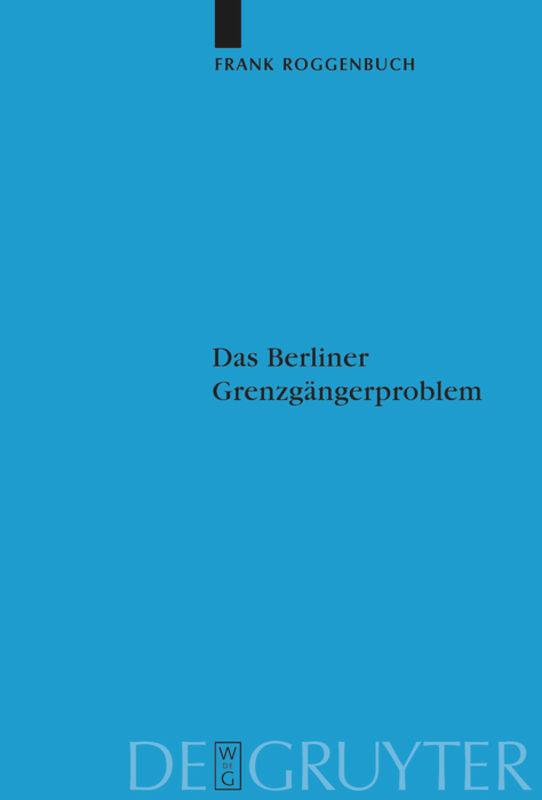 Vorderes Coverbild Das Berliner Grenzgängerproblem
