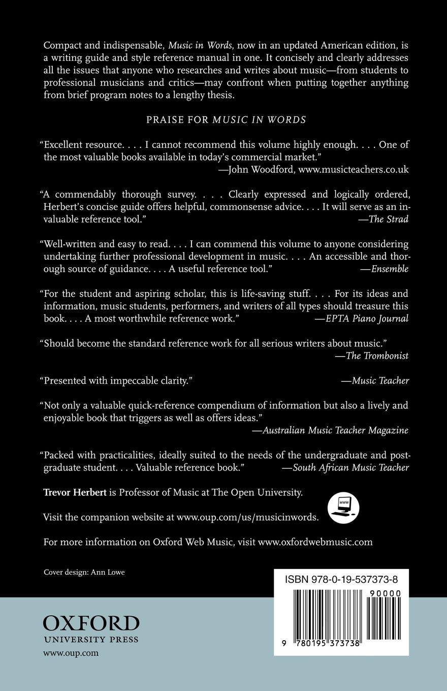 Rückseitencover Music in Words