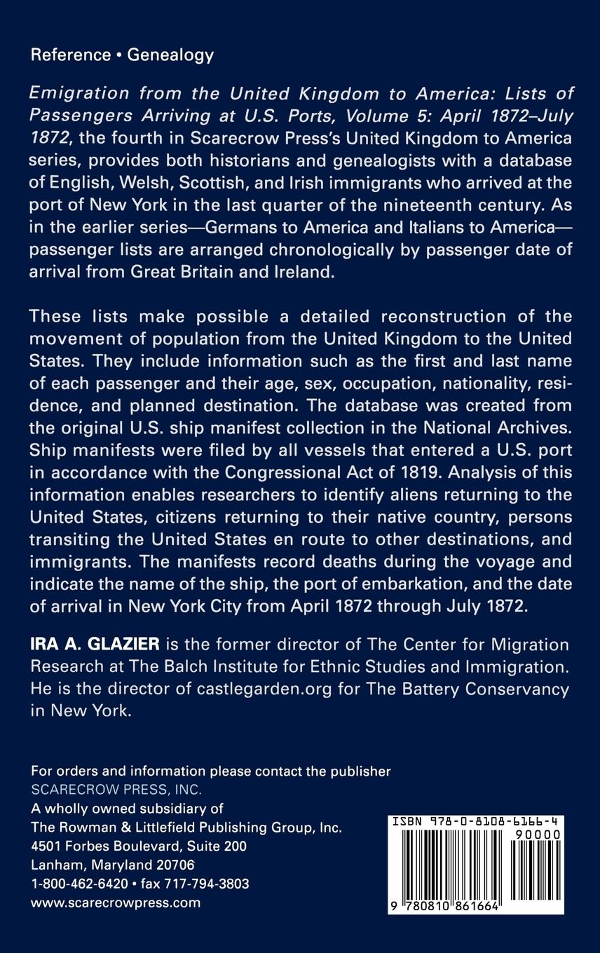 Rückseitencover Emigration from the United Kingdom to America