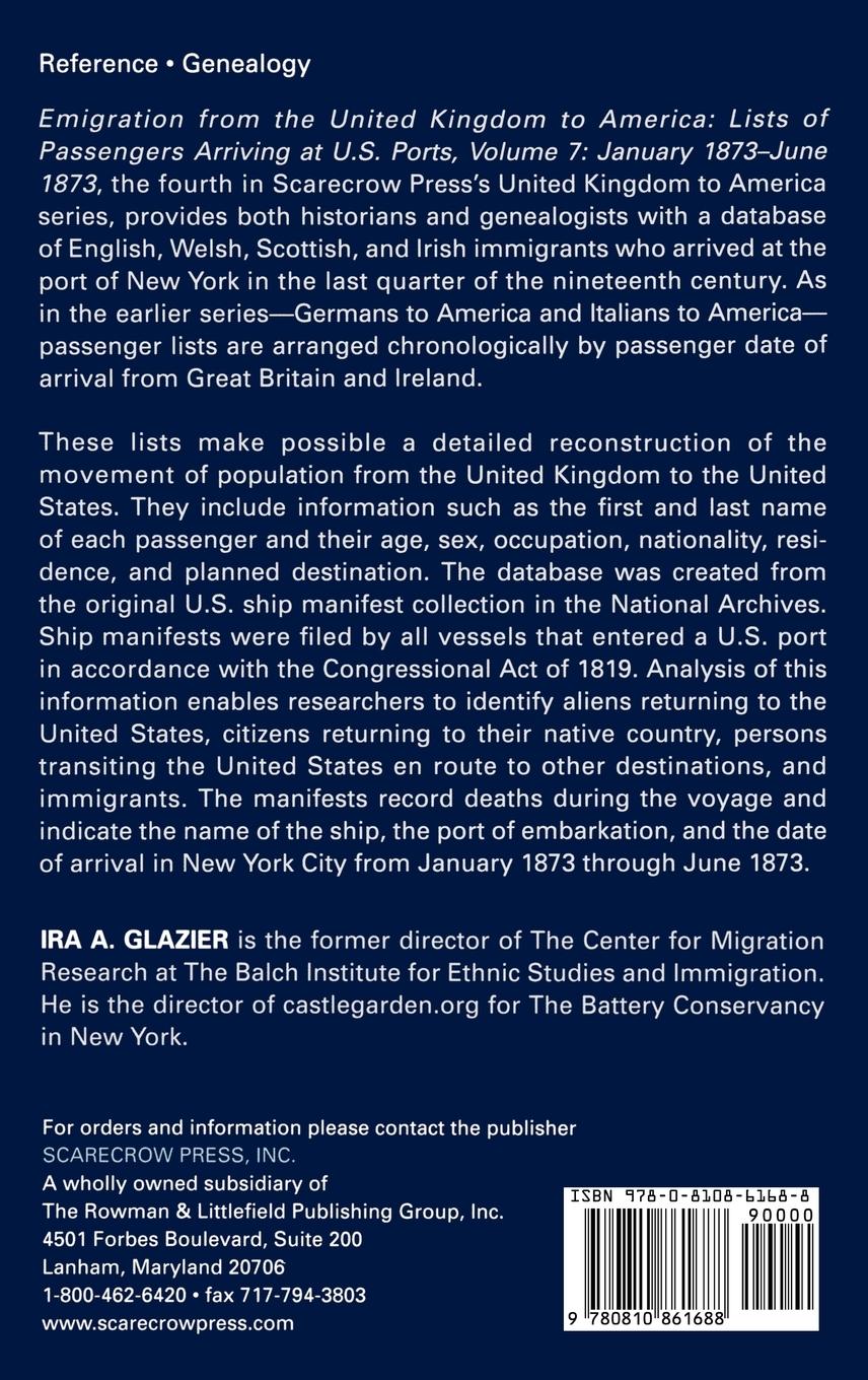 Rückseitencover Emigration from the United Kingdom to America