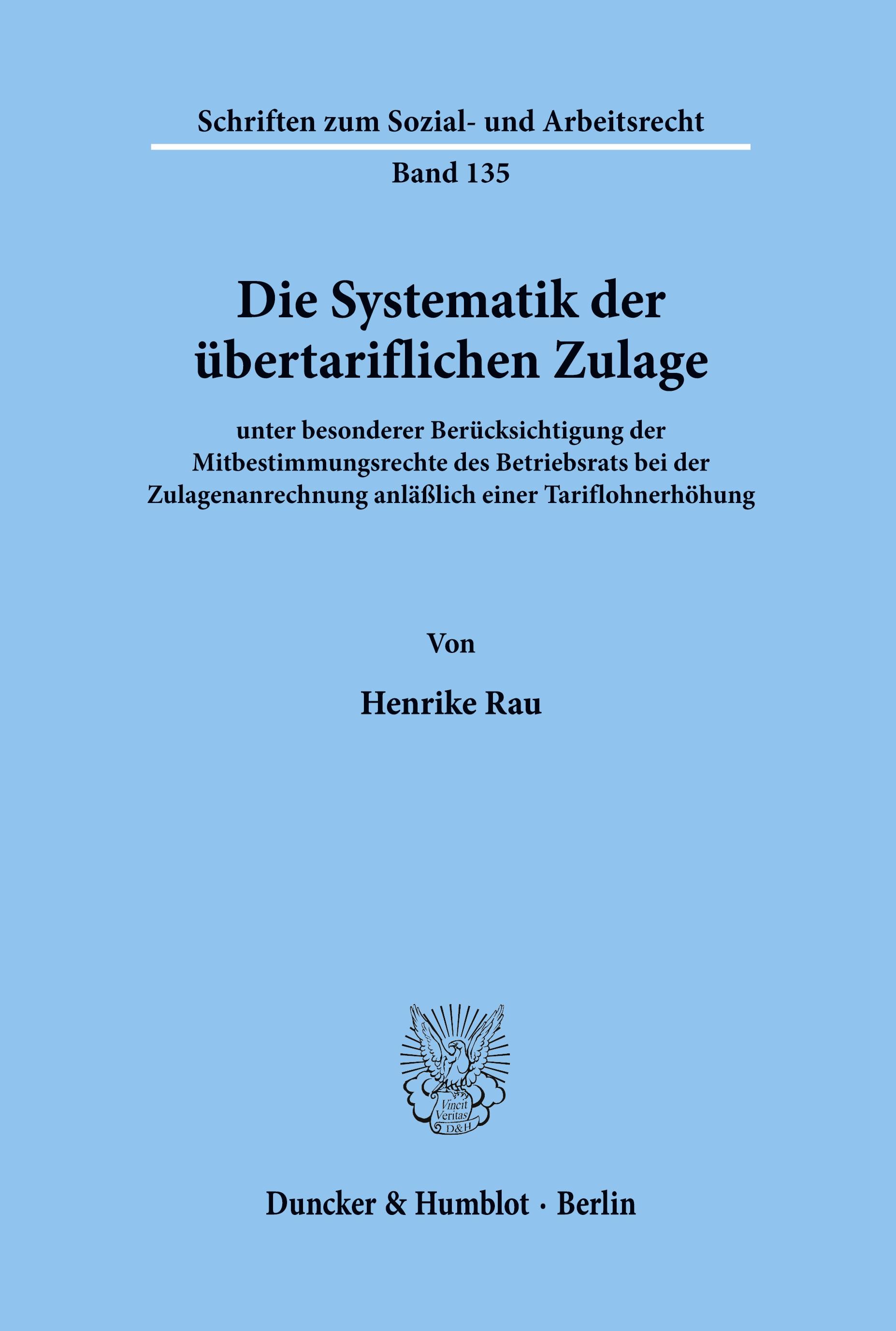 Vorderes Coverbild Die Systematik der übertariflichen Zulage