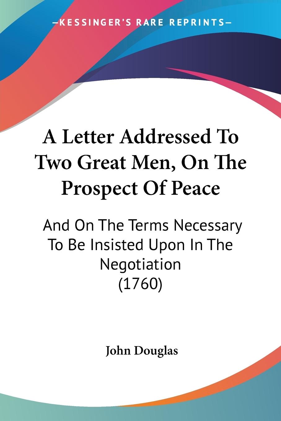 Vorderes Coverbild A Letter Addressed To Two Great Men, On The Prospect Of Peace
