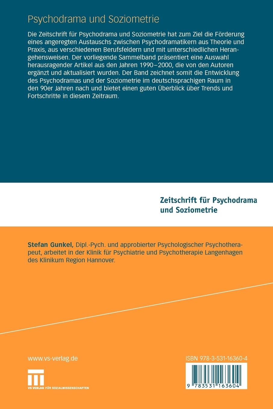 Rückseitencover Psychodrama und Soziometrie