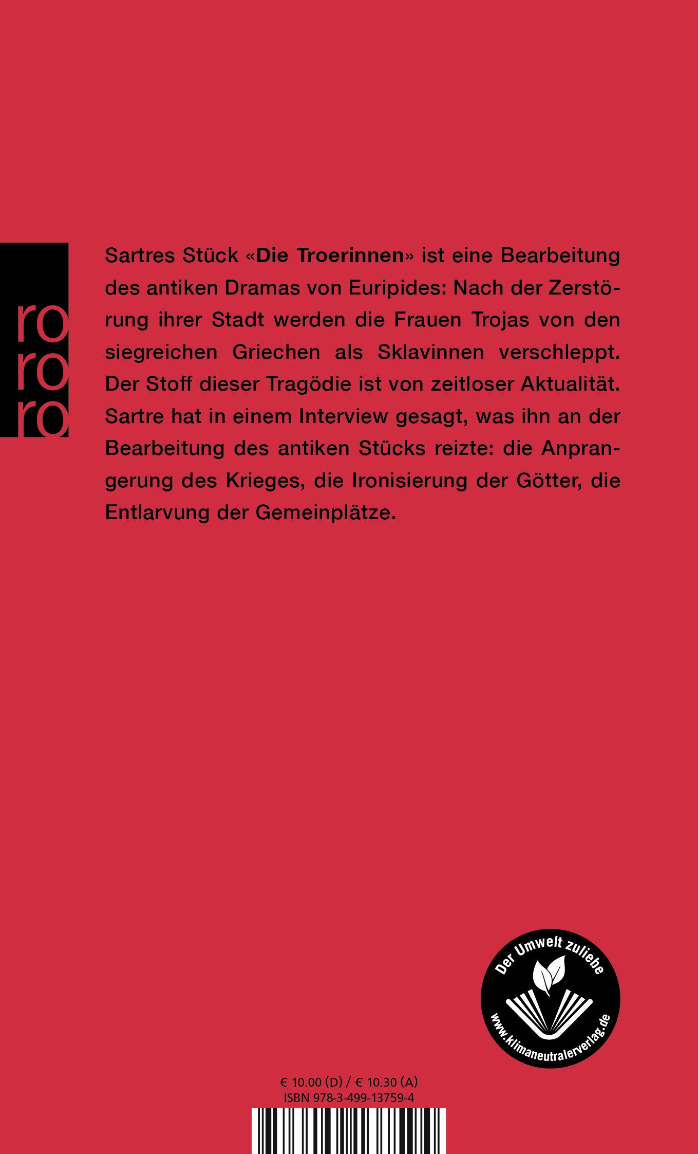 Rückseitencover Die Troerinnen des Euripides