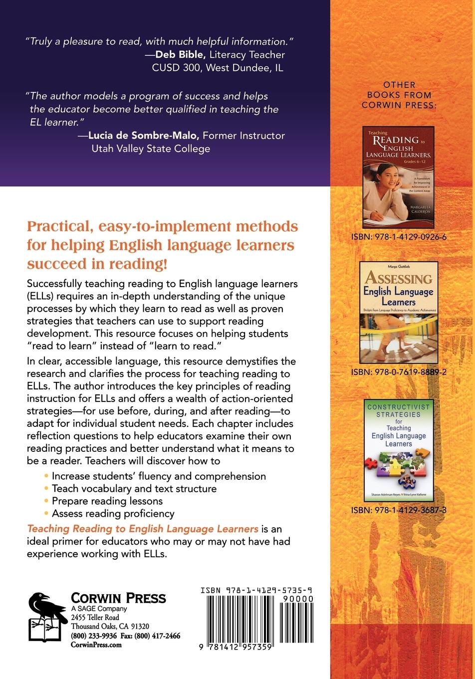 Rückseitencover Teaching Reading to English Language Learners