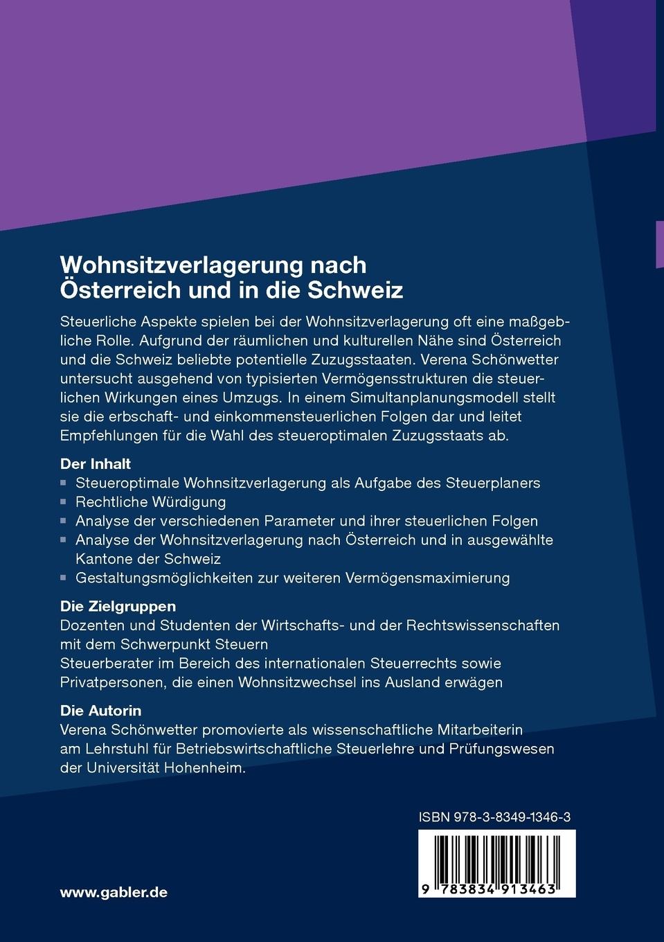 Rückseitencover Wohnsitzverlagerung nach Österreich und in die Schweiz