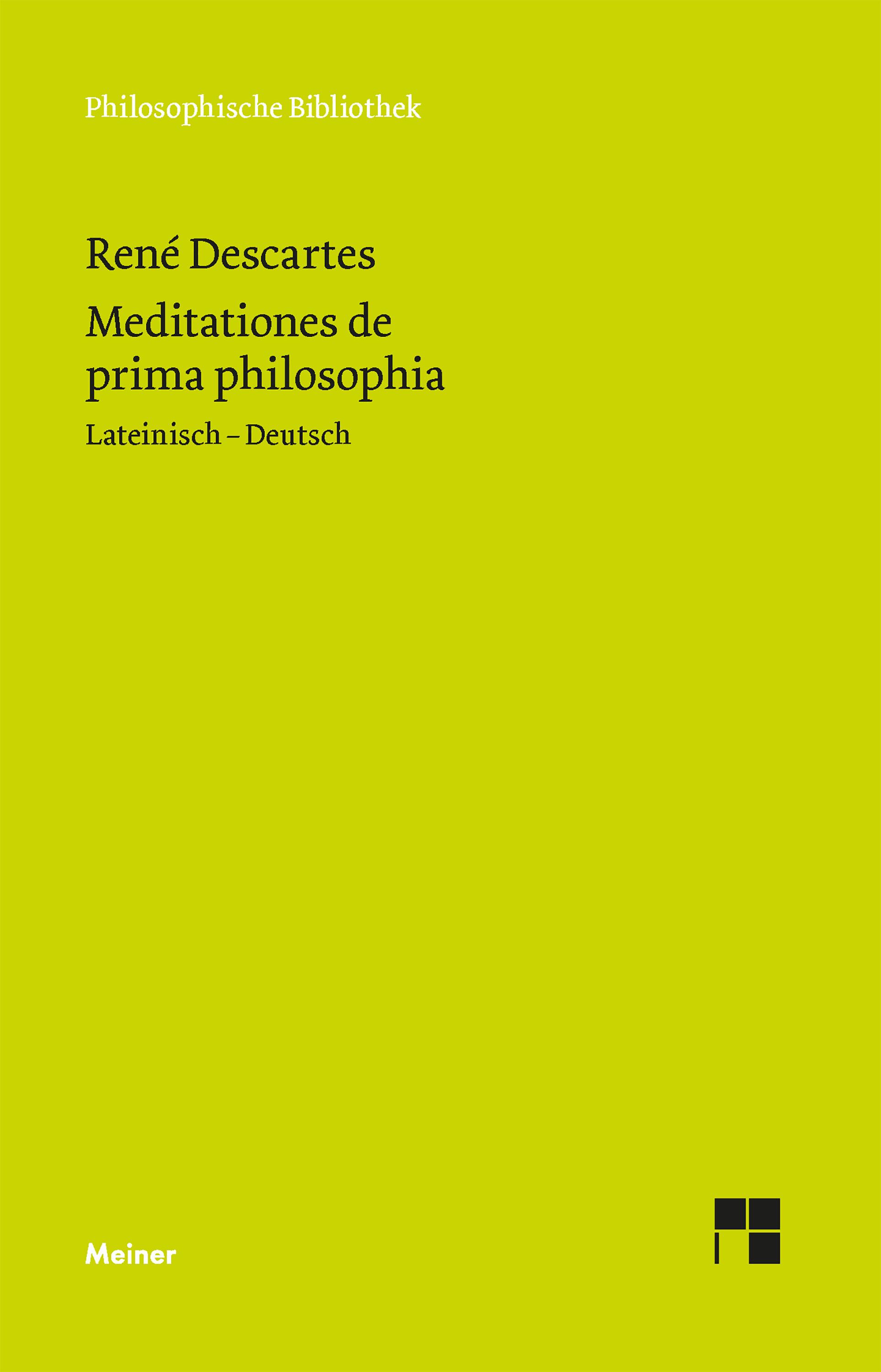 Vorderes Coverbild Meditationes de prima philosophia. Meditationen über die Grundlagen der Philosophie