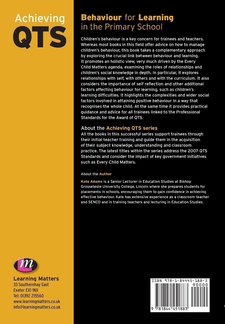 Rückseitencover Behaviour for Learning in the Primary School