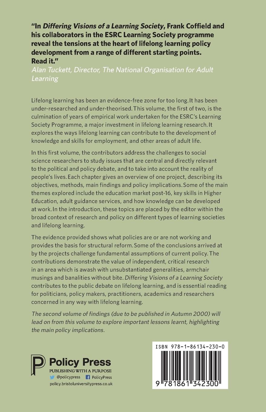 Rückseitencover Differing visions of a Learning Society Vol 1