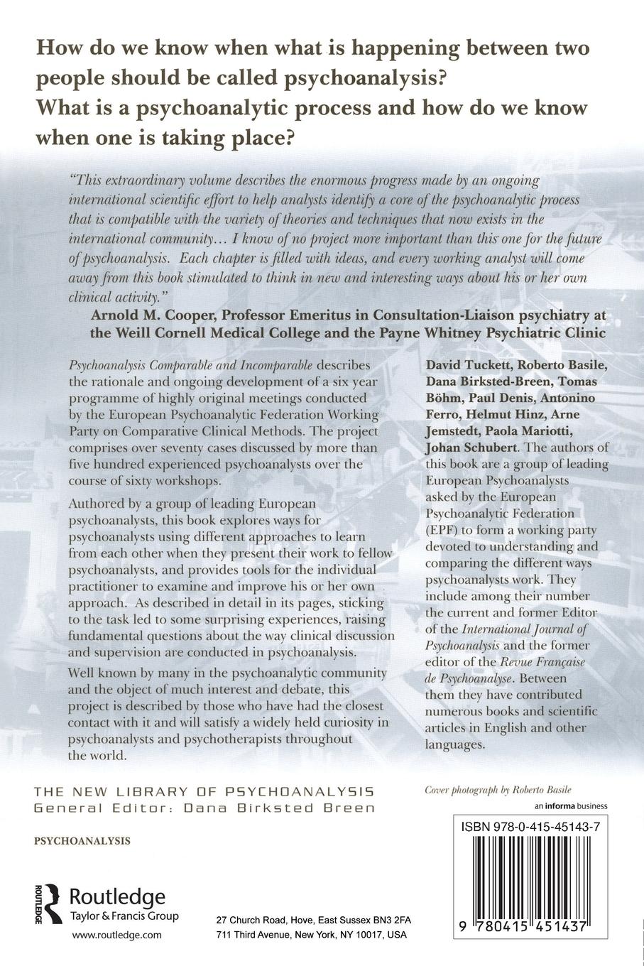 Rückseitencover Psychoanalysis Comparable and Incomparable