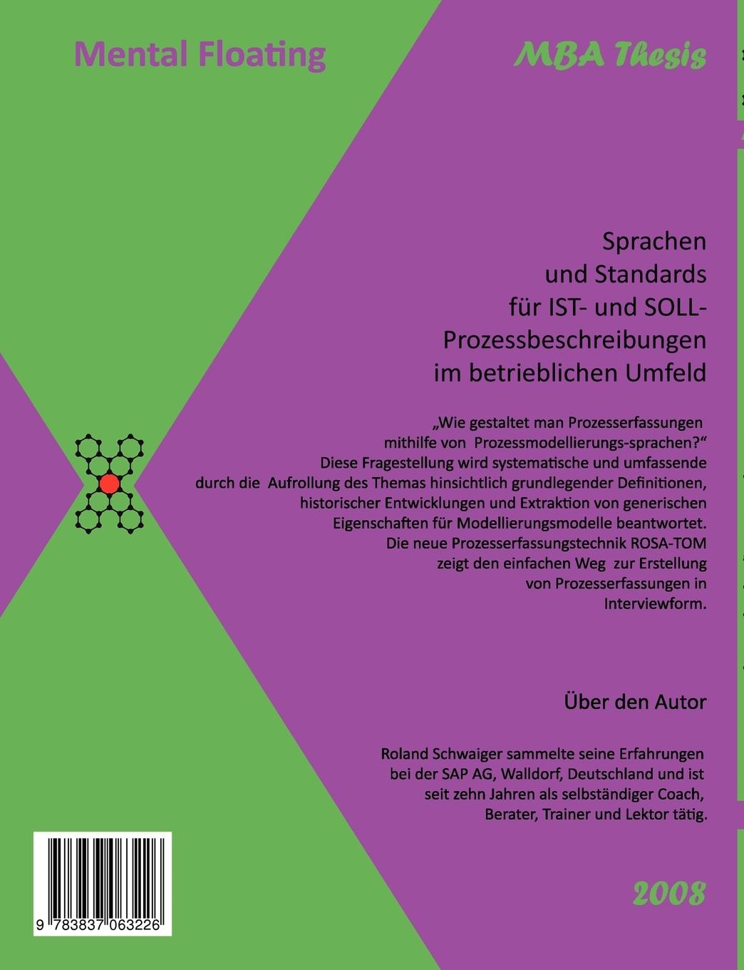Rückseitencover Sprachen und Standards für IST- und SOLL-Prozessbeschreibungen im betrieblichen Umfeld