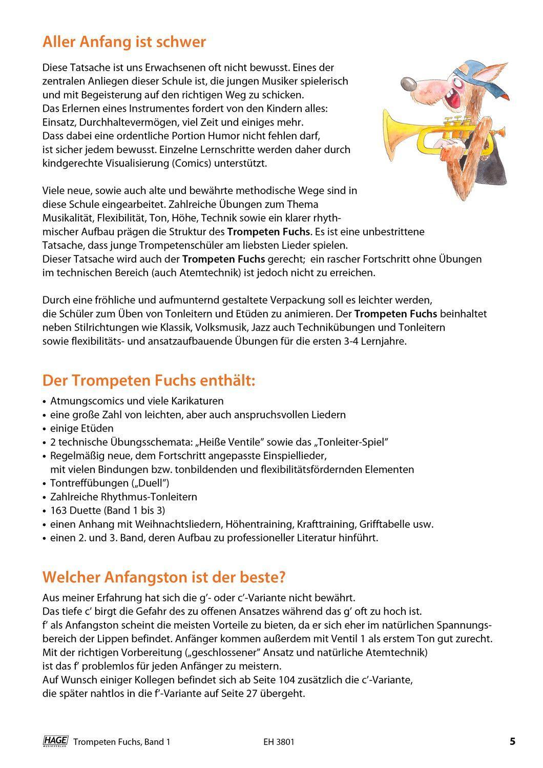 Beispielinhalt (Bild) Trompeten Fuchs Band 1