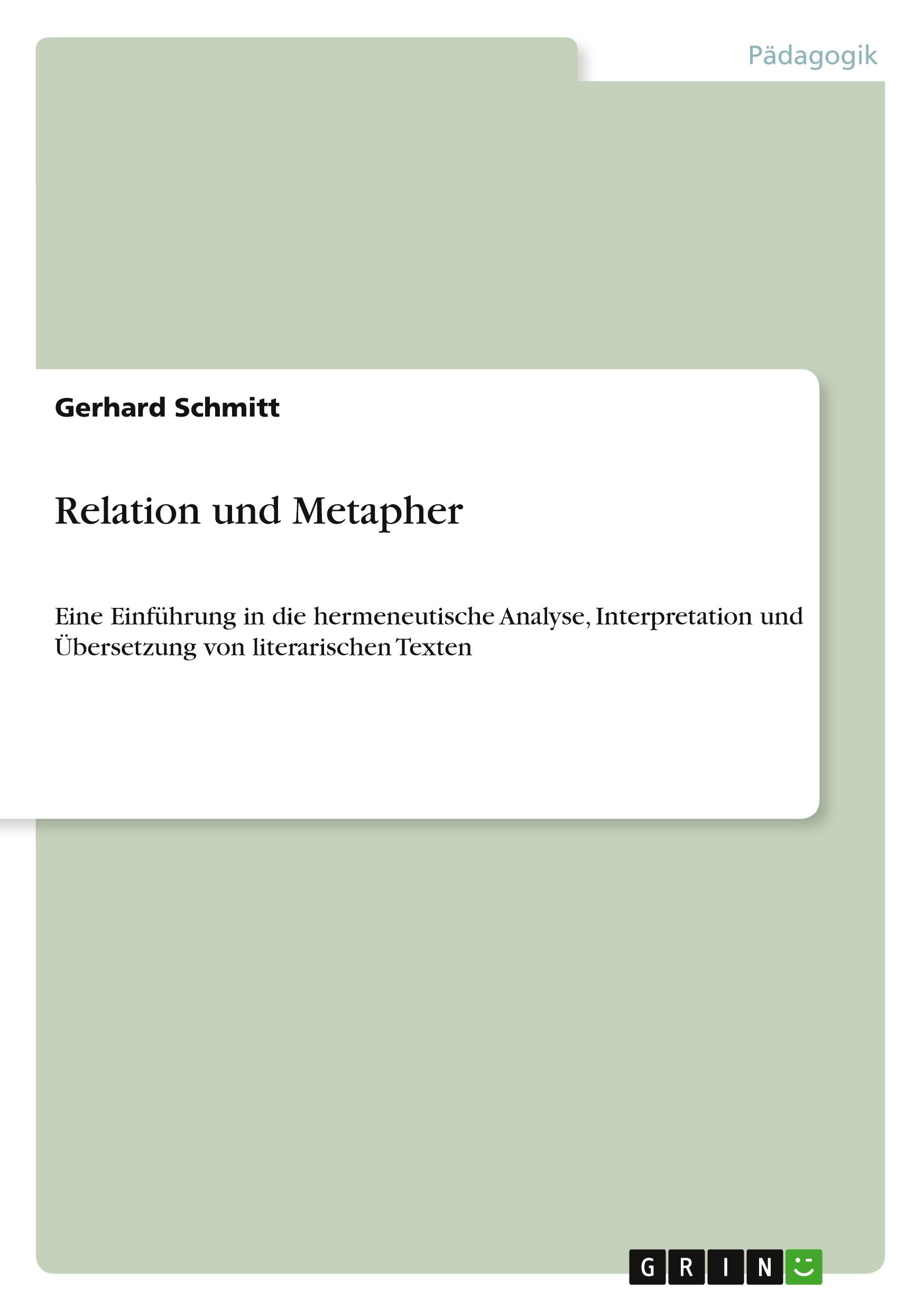 Vorderes Coverbild Relation und Metapher