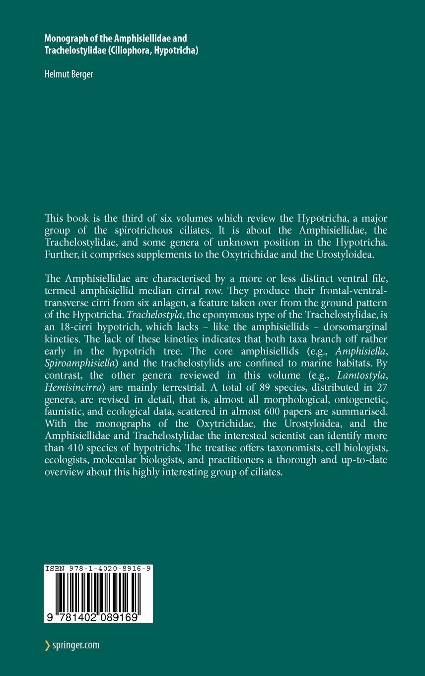 Rückseitencover Monograph of the Amphisiellidae and Trachelostylidae (Ciliophora, Hypotricha)