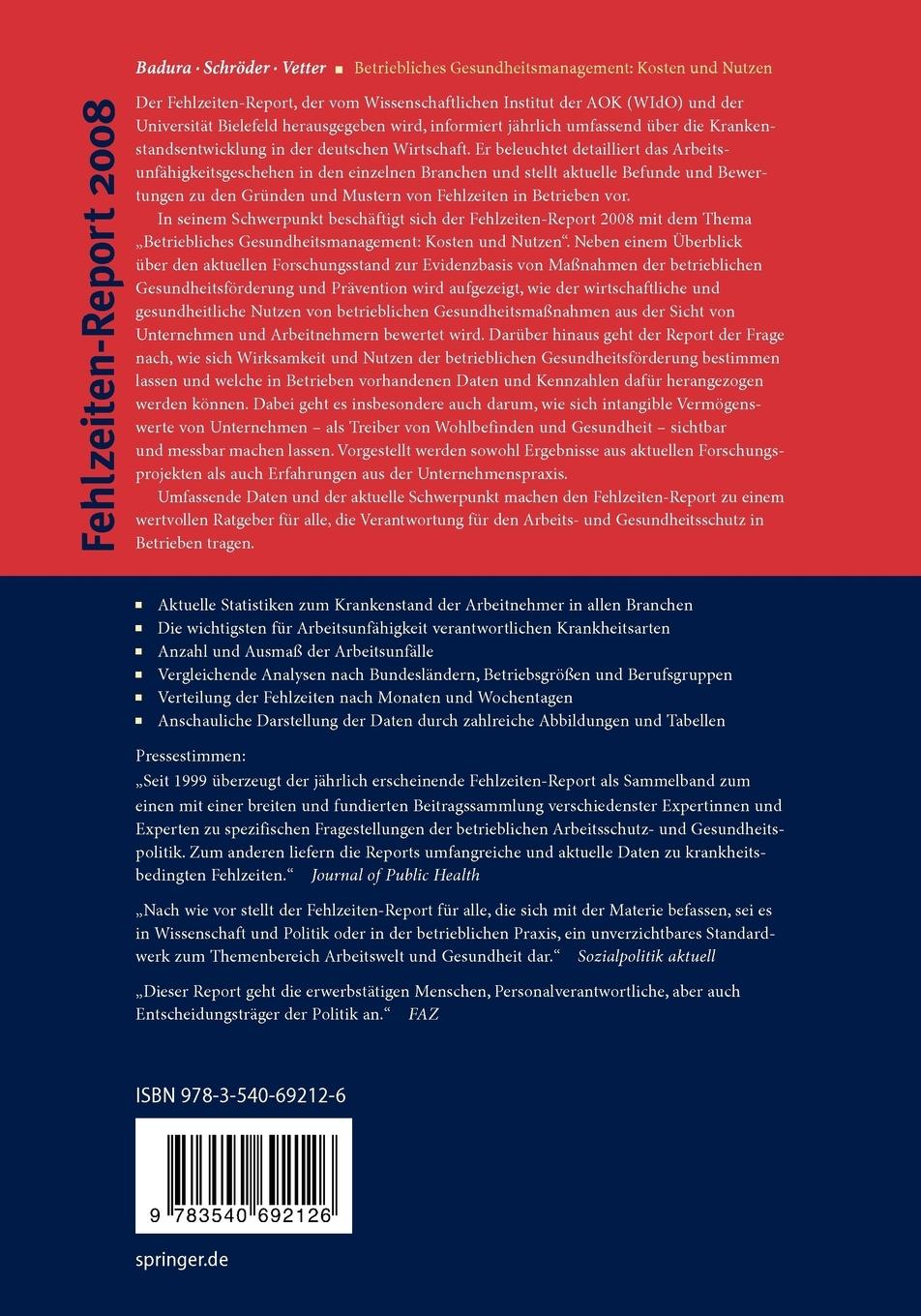 Rückseitencover Fehlzeiten-Report 2008
