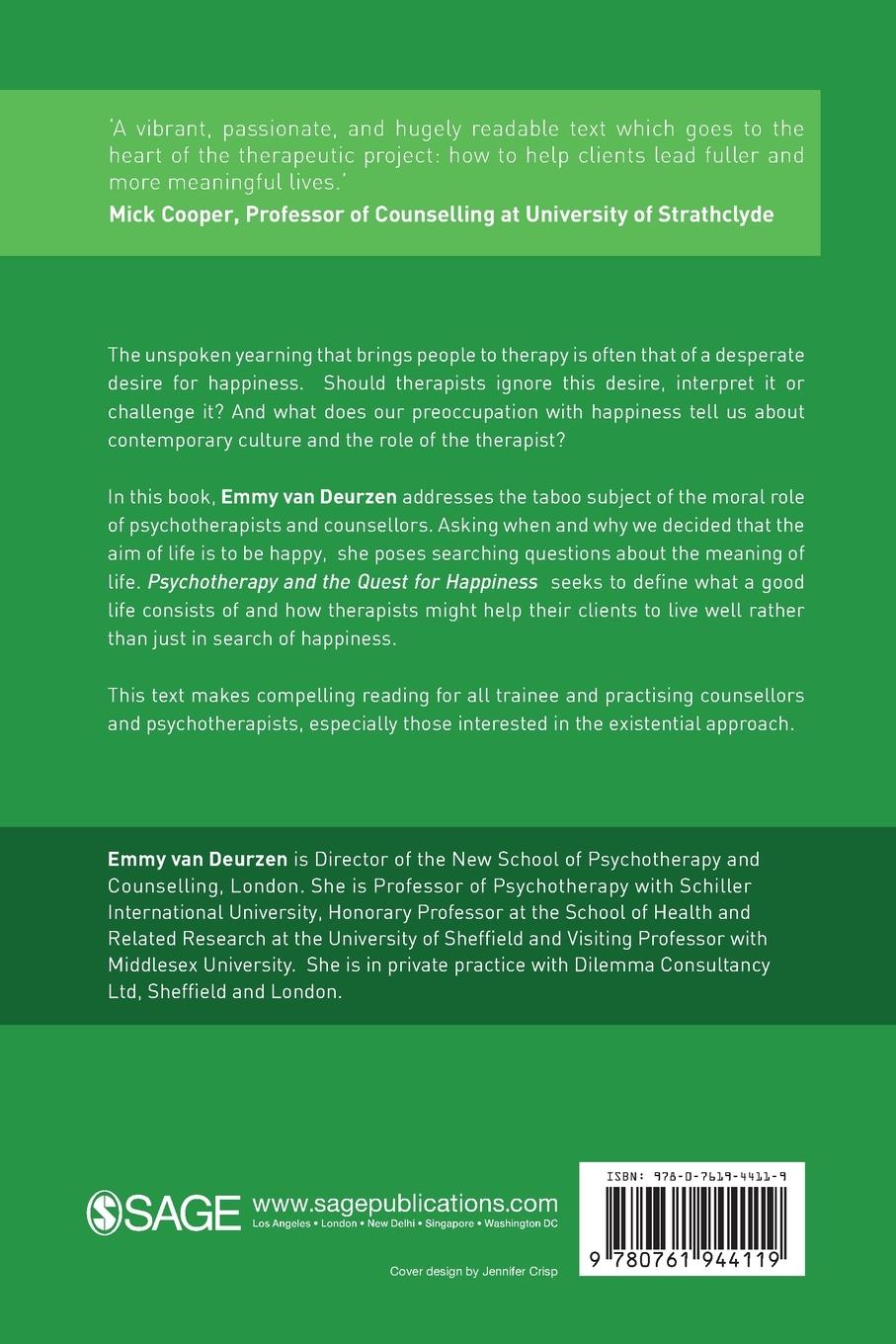 Rückseitencover Psychotherapy and the Quest for Happiness