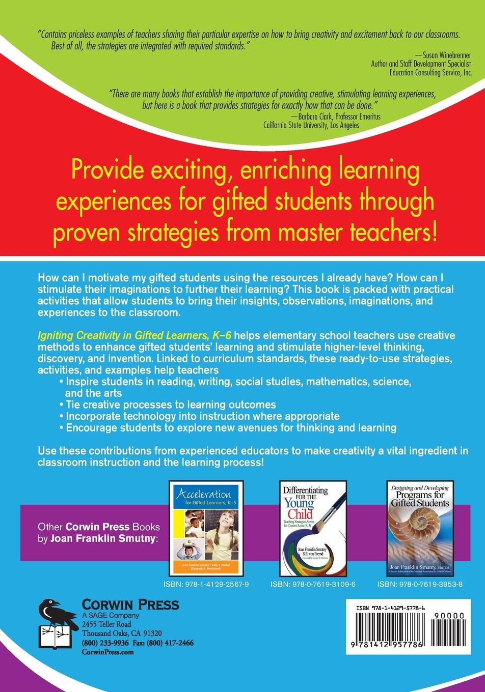 Rückseitencover Igniting Creativity in Gifted Learners, K-6