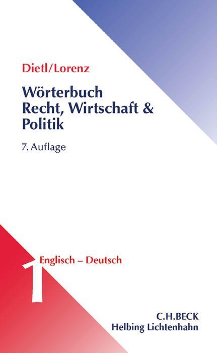 Vorderes Coverbild Wörterbuch für Recht, Wirtschaft und Politik  Teil I: Englisch-Deutsch