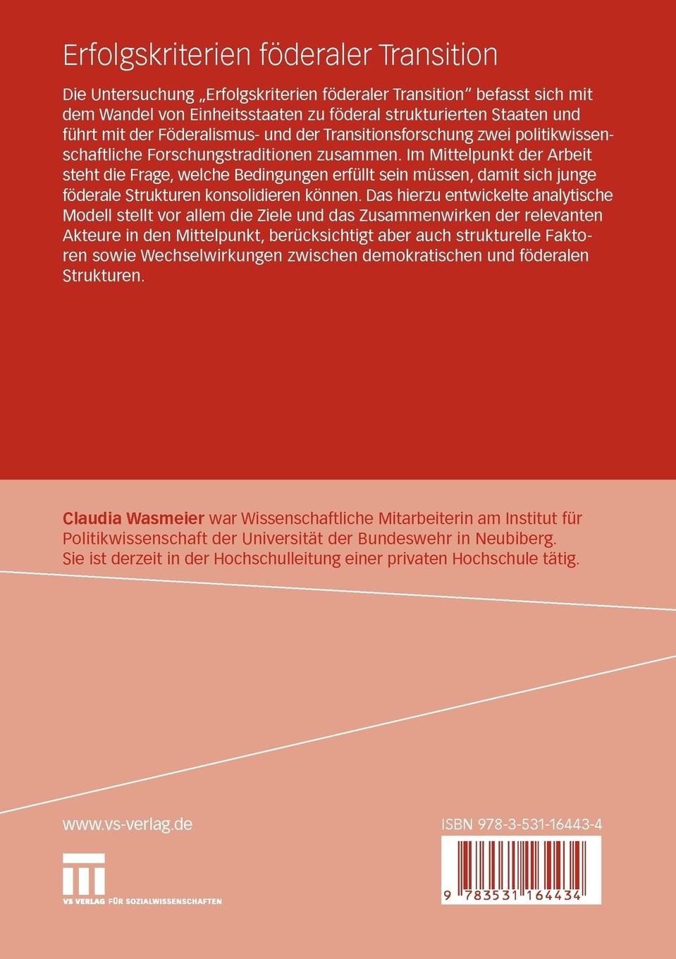 Rückseitencover Erfolgskriterien föderaler Transition