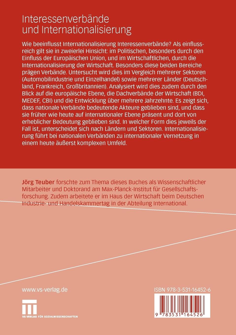 Rückseitencover Interessenverbände und Internationalisierung
