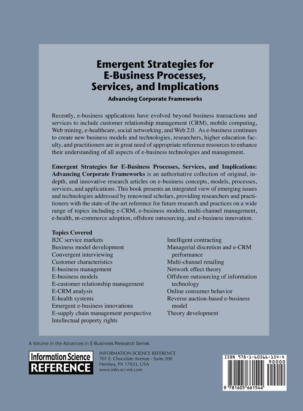 Rückseitencover Emergent Strategies for E-Business Processes, Services and Implications