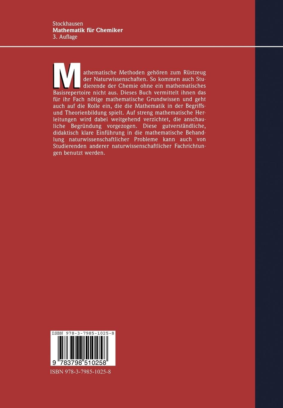 Rückseitencover Mathematik für Chemiker
