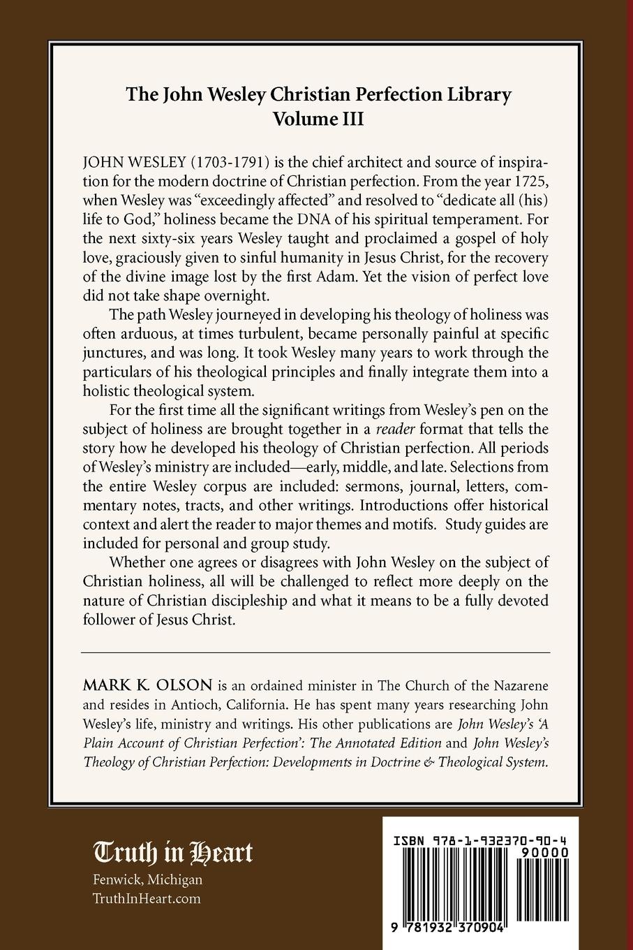 Rückseitencover The John Wesley Reader On Christian Perfection.