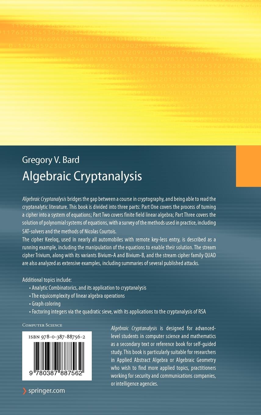 Rückseitencover Algebraic Cryptanalysis