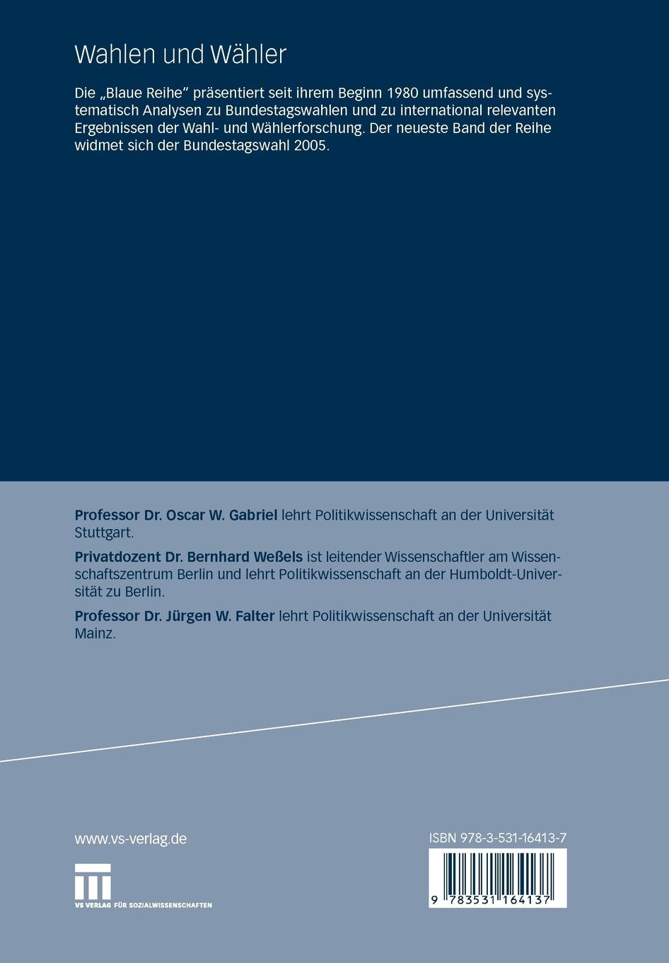 Rückseitencover Wahlen und Wähler