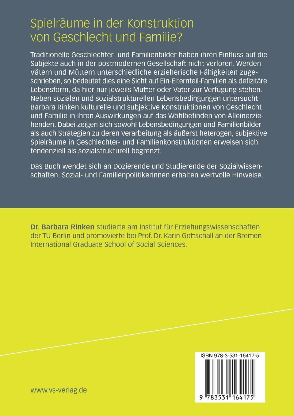 Rückseitencover Spielräume in der Konstruktion von Geschlecht und Familie?