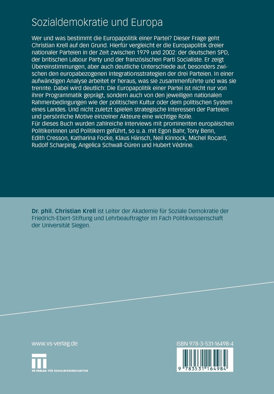 Rückseitencover Sozialdemokratie und Europa