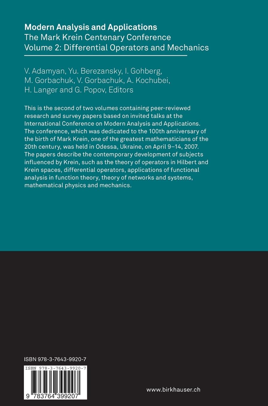 Rückseitencover Modern Analysis and Applications