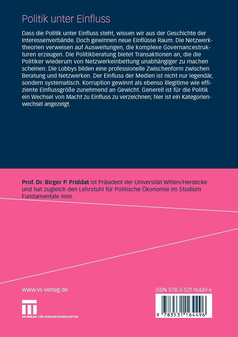 Rückseitencover Politik unter Einfluss