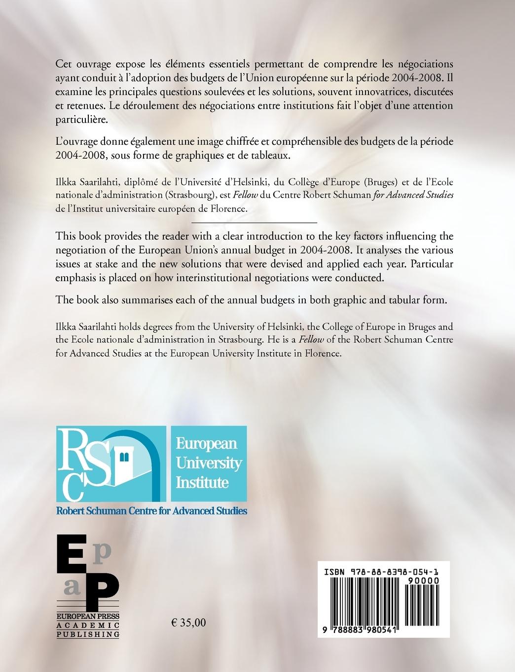 Rückseitencover Les Procdures Budgtaires de Lunion Europenne de 2004 2008